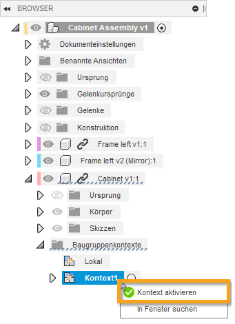 Kontext aktivieren - Browser