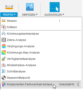 Komponentenfarbwechsel ein/aus