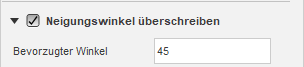 Dialogfeld Steil und flach mit einer Einstellung für die Neigungsüberschreibung von 45 Grad