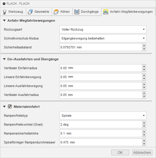 3D Dialogfeld Flachbereich-Freiräumen Registerkarte Verknüpfungen