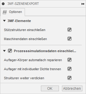 Dialogfeld 3MF-Exportkonfiguration