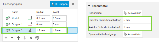 Dialogfeldabschnitt Flächen-Manager