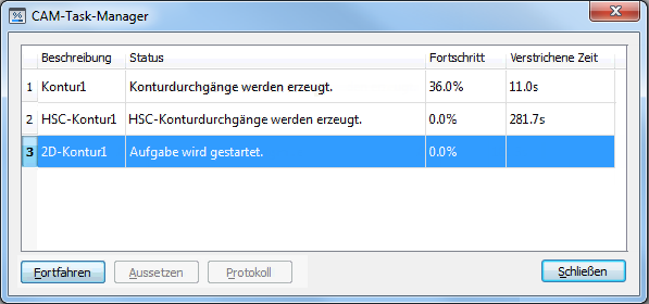 Task-Manager - Anstehende Aufgabe starten