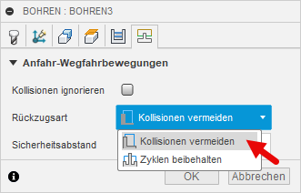 Rückzugsart zum Vermeiden von Kollisionen