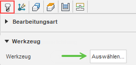 Auswählen eines Werkzeugs