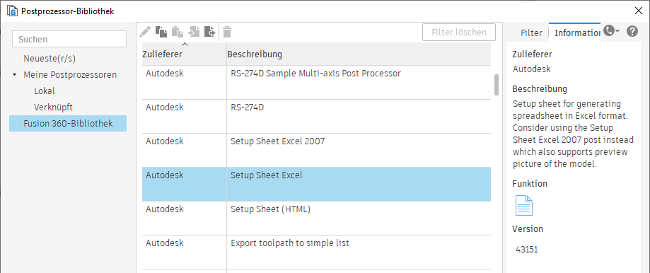 Optionen für die Nachbearbeitung in Excel