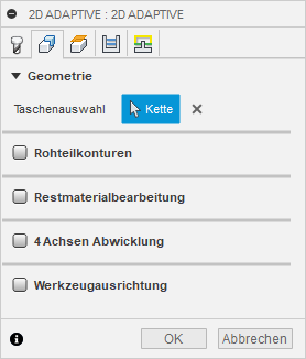 Dialogfeld 2D-Adaptive Clearing, Registerkarte Geometrie 1