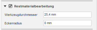 Dialogfeld 2D-Adaptive Clearing Registerkarte Geometrie - Restmaterialbearbeitung