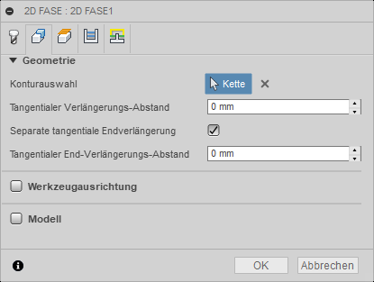 Dialogfeld 2D-Fase - Registerkarte Geometrie