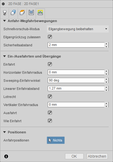 Dialogfeld 2D-Fase - Registerkarte Verknüpfungen