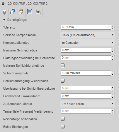 Dialogfeld 2D-Kontur Registerkarte Durchgänge 1