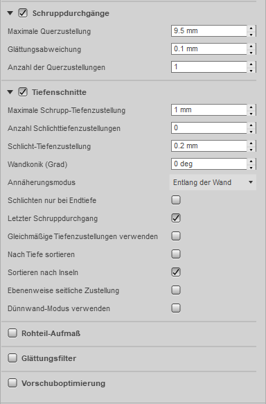 Dialogfeld 2D-Kontur Registerkarte Durchgänge 2