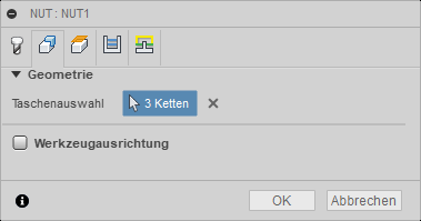 Dialogfeld 2D-Nut Registerkarte Geometrie