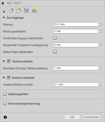 2D Dialogfeld Nut Registerkarte Durchgänge