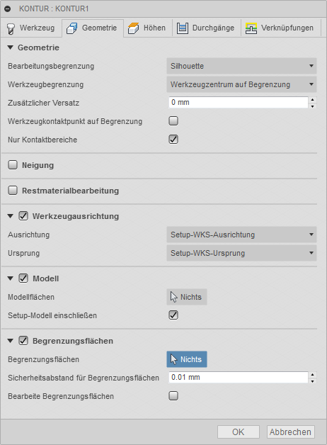 3D Dialogfeld Kontur Registerkarte Geometrie