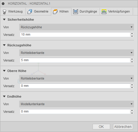 3D Dialogfeld Horizontales Schlichten Registerkarte Höhen