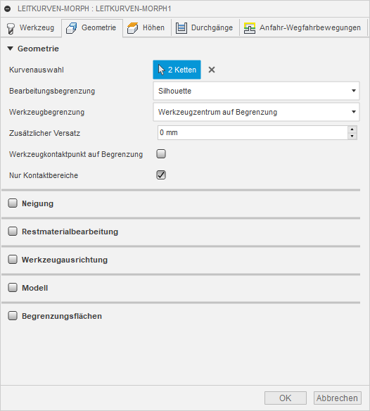 3D Dialogfeld Morph Registerkarte Geometrie