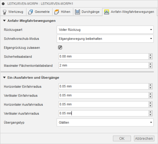 3D Dialogfeld Morph Registerkarte Verknüpfungen