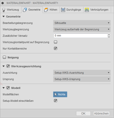 3D Dialogfeld Rampenschlichten Registerkarte Geometrie