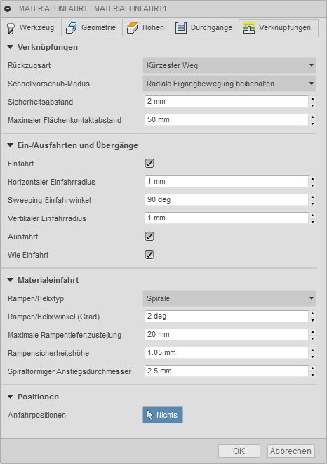 3D Dialogfeld Rampenschlichten Registerkarte Verknüpfungen