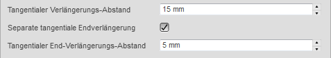 Dialogfeldabschnitt Tangentialer Verlängerungs-Abstand