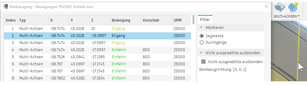 Dialogfeld Werkzeugweg anzeigen
