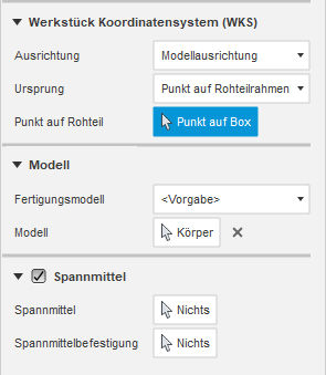 Dialogfeld Setup - Gruppe WKS