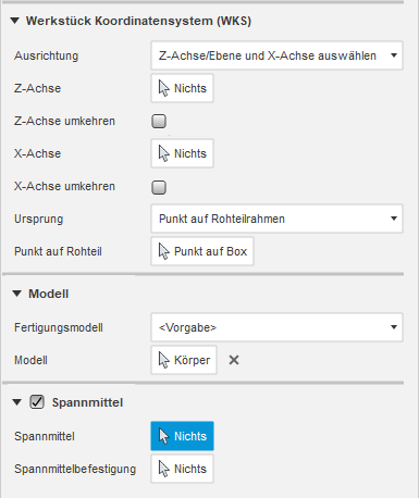 Dialogfeld Setup - Gruppe WKS