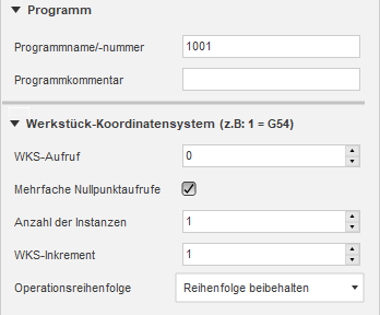 Dialogfeld Setup - Gruppe Programm - Mehrfache Nullpunktaufrufe