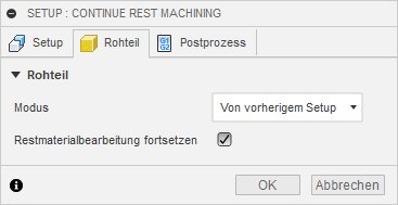 Restmaterialbearbeitung zwischen Setups