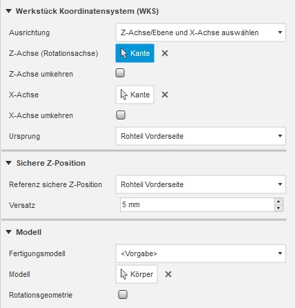 Dialogfeld Setup - Gruppe WKS