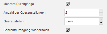Dialogfeld 5-Achs-Wälzen, Registerkarte Durchgänge