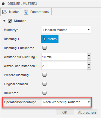 Operationsreihenfolge im Dialogfeld Ordner: Muster