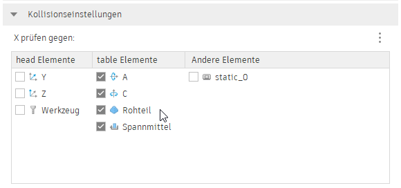 Kollisionseinstellungen