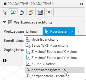 Liste Werkzeugausrichtung