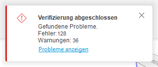 Meldung zu gefundenen Problemen