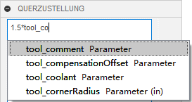 Querzustellungsausdruck - Liste der Parameternamen