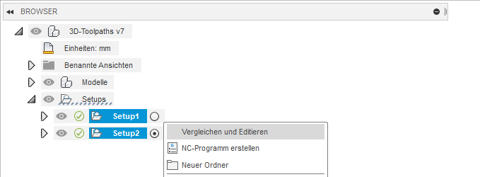 Auswahl von Vergleichen und Editieren im Browser