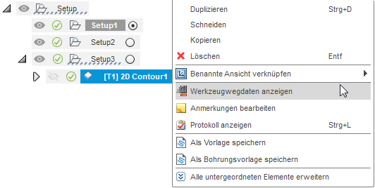 Auswahl von Werkzeugweg anzeigen aus dem Browser