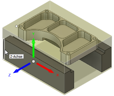 Untere linke Spannvorrichtungskante auswählen, um die Z-Achse festzulegen