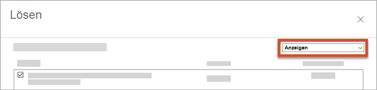 Dialogfeld Lösen - Liste Ansichtsoptionen