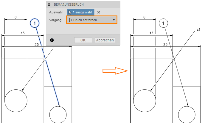 Beispiel Bemaßungsbruch