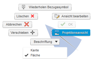 Minimenü - Beschriftung - Kante, Fläche