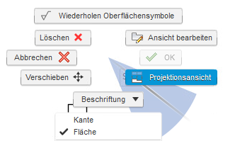 Minimenü - Oberflächensymbole