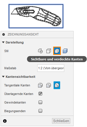 Rechte Projektionsansicht bearbeiten