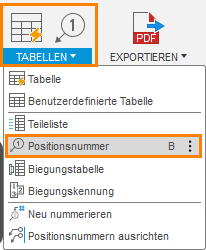 Beschriftungen mit Positionsnummern