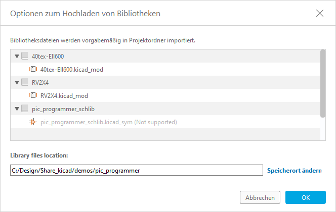 KICAD-Bibliotheken hochladen
