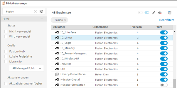 Dialogfeld Bibliotheksmanager