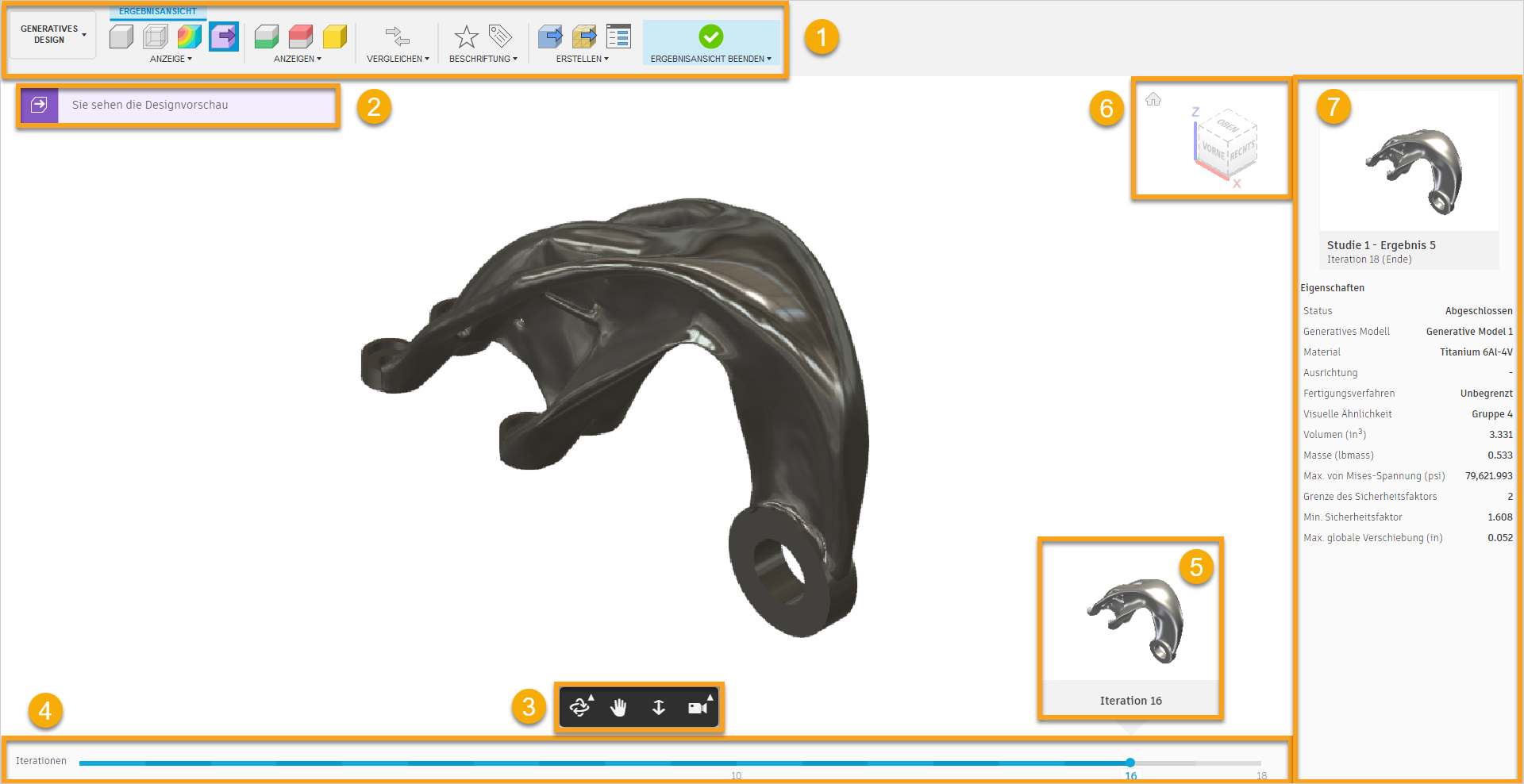 Übersicht 3D-Ansicht in der Benutzeroberfläche