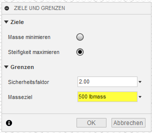Terminologiebeispiel für Masseziel